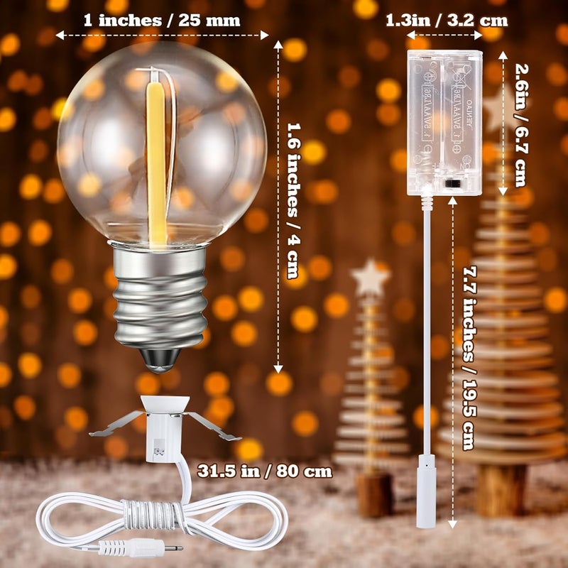 Meonum 4 Set Accessory Cords with LED Light Bulbs,Battery Power Anywhere Village Display Unit Lamp Replacement Compatible with Department 56 Villages Blow Mold Buildings - Image 2